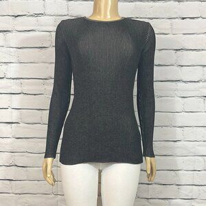 NWT Parkhurst Sweater Womens Black Graphite Crew Neck Stretch Tight Knit
